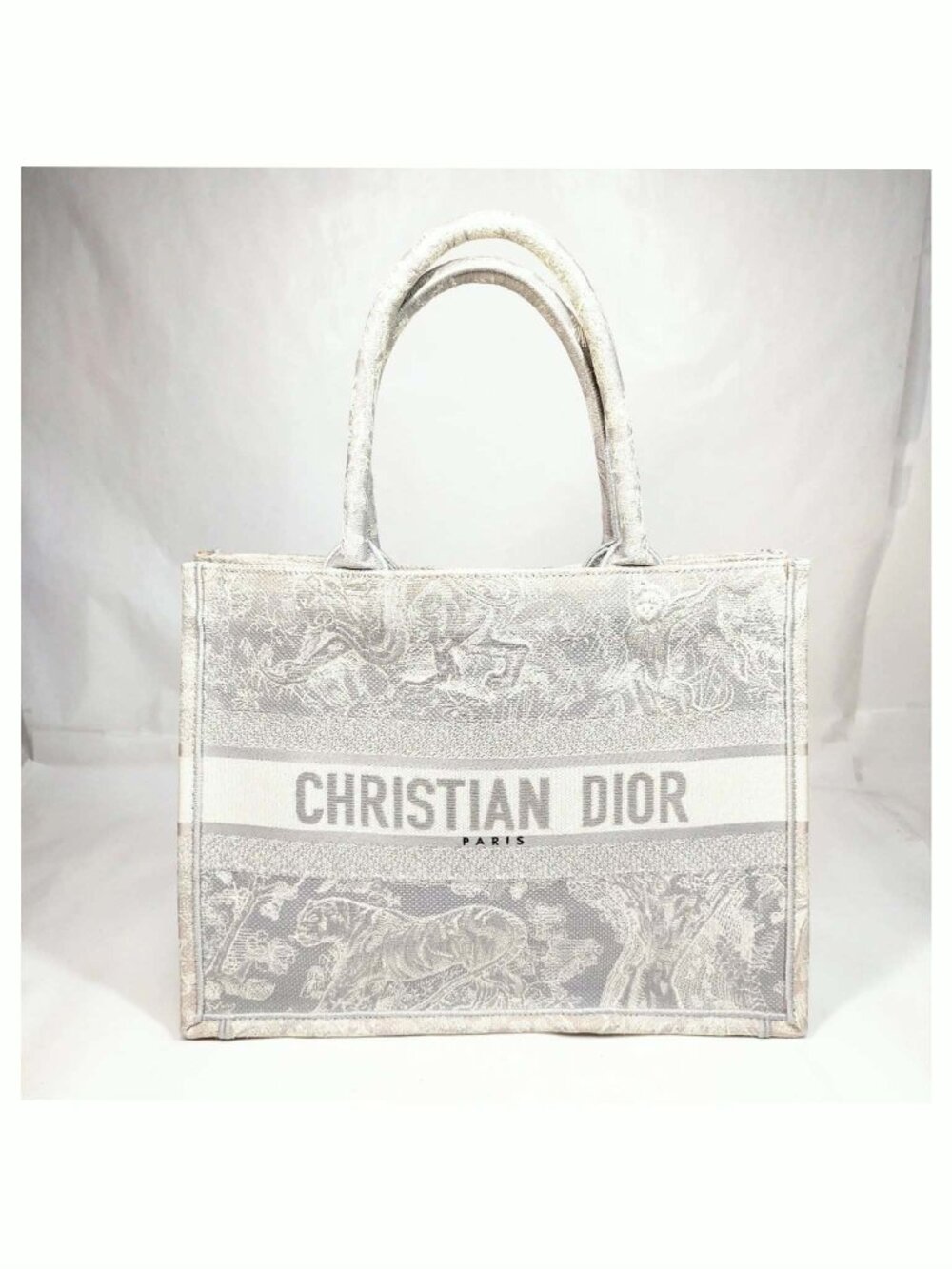 Authentic Dior Book Tote Gray Toile De Jouy Embroidery Canvas Bag - Picture 2 of 10